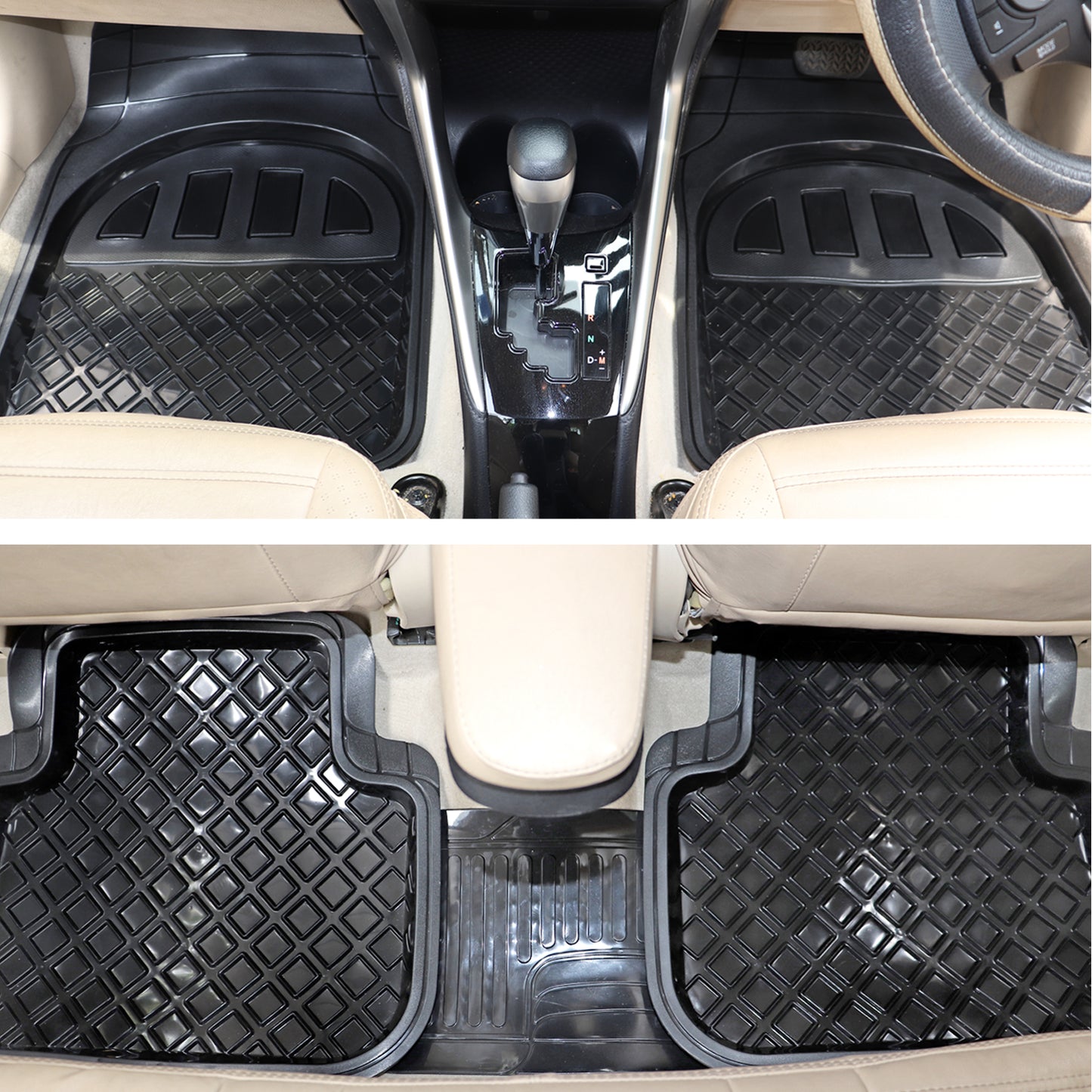 Oshotto Anti Skid Rubber Car Tray Foot Mat for All Car Trays (Set of 5, Black)