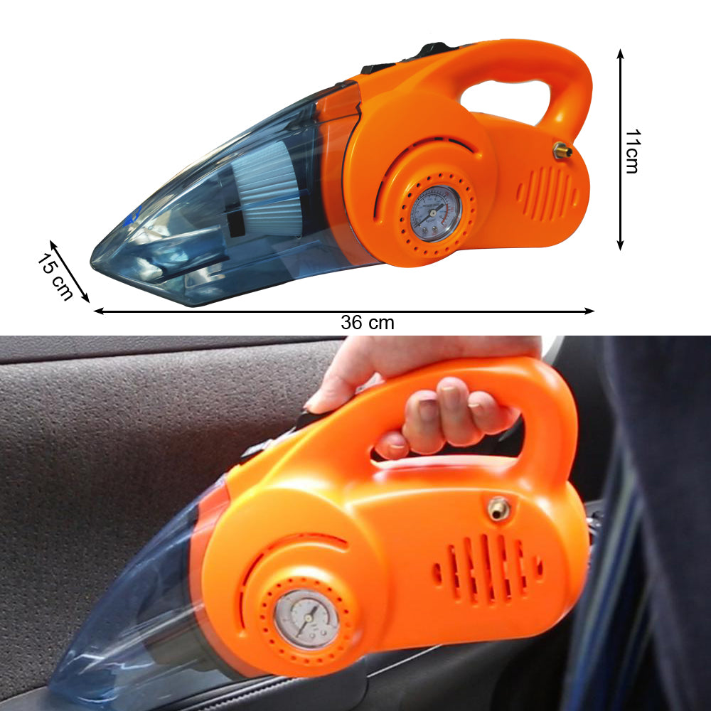 Oshotto 100W Heavy Duty Car Vacuum Cleaner Cum 120W Heavy Duty OSHO-102/O Air Compressor/Tyre Inflator (2 in 1)-Orange