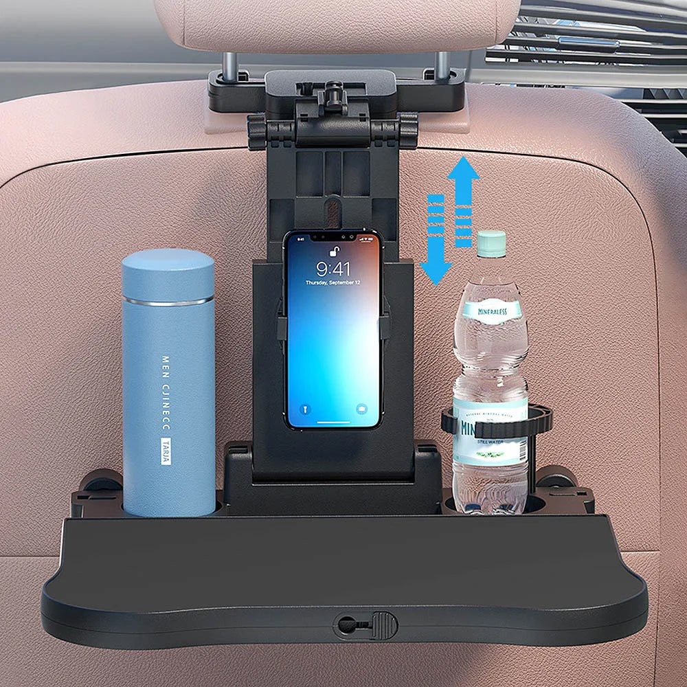 Oshotto (FT-01) Car Back Seat Food Dining & Laptop Tray with Portable Organizer & 360 Degree Rotating Phone/Tablet Holder For All Cars