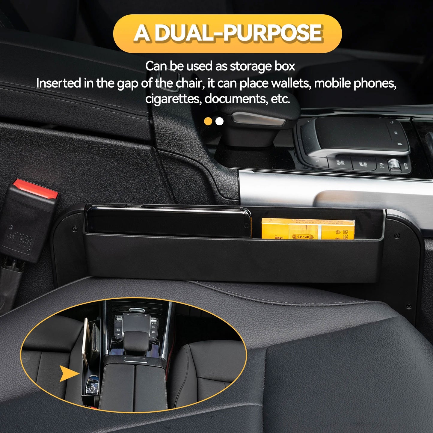 Oshotto FT-06 Dual Purpose Car Steering Wheel Rack Desk Vehicle seat Gap Organizer Dinning car Tray Table Cup Holder Compatible with All (Black)