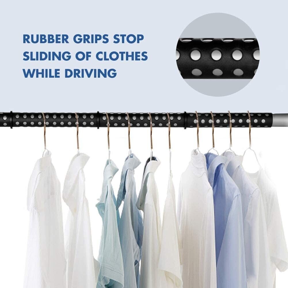 Oshotto Car Telescopic Clothes Hanger Bar, Car Clothes Rod Bar, Heavy-Duty Non-Slip Rubber Clothes Bar for All Cars
