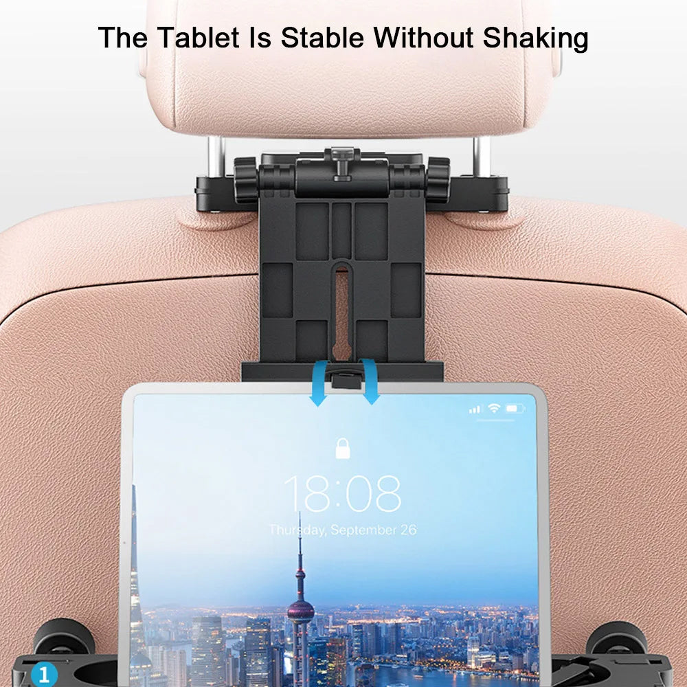 Oshotto (FT-01) Car Back Seat Food Dining & Laptop Tray with Portable Organizer & 360 Degree Rotating Phone/Tablet Holder For All Cars