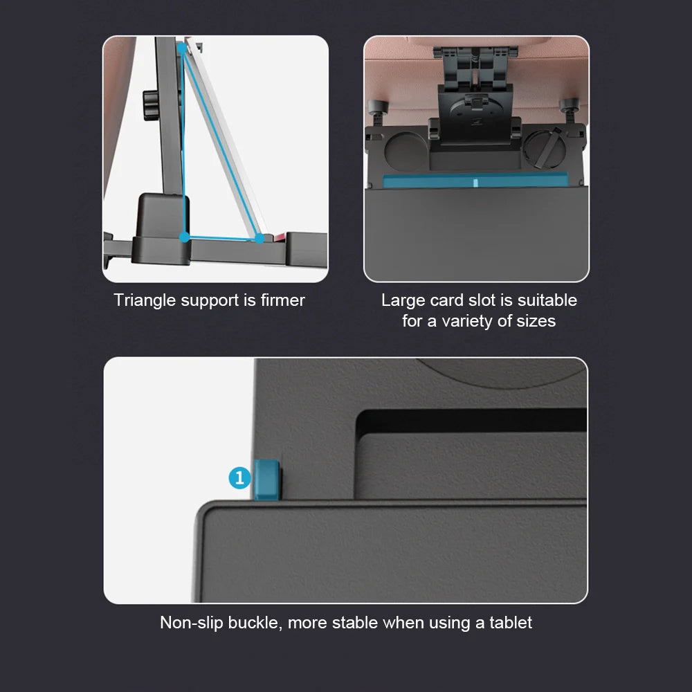 Oshotto (FT-01) Car Back Seat Food Dining & Laptop Tray with Portable Organizer & 360 Degree Rotating Phone/Tablet Holder For All Cars