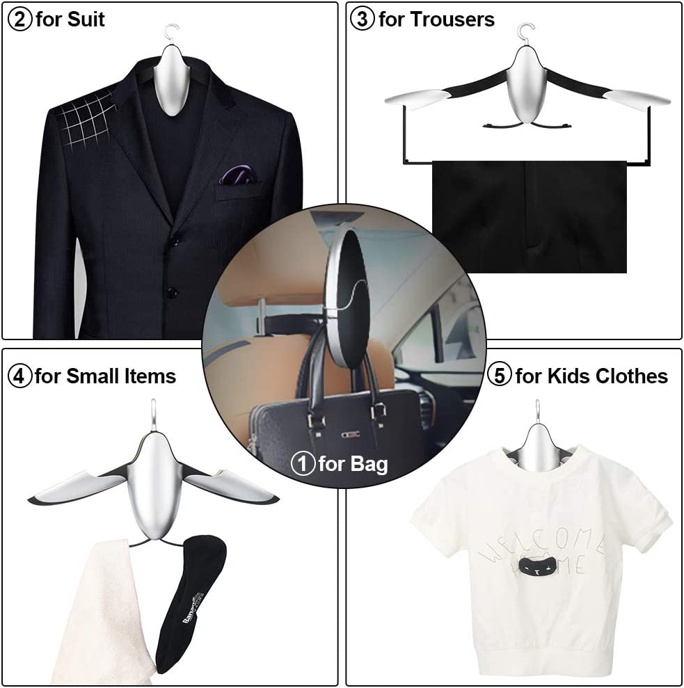 Oshotto CH-05 Multifunctional Foldable ABS Headrest Car Coat Hanger for Suit Coats Blazer Jackets