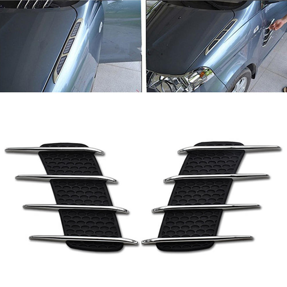 Oshotto 2Pcs OB-514 Car Decorative Electroplate Air Flow Intake Scoop Turbo Bonnet Vent Hood For All Cars