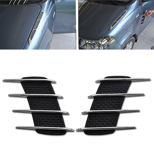 Oshotto 2Pcs OB-514 Car Decorative Electroplate Air Flow Intake Scoop Turbo Bonnet Vent Hood For All Cars