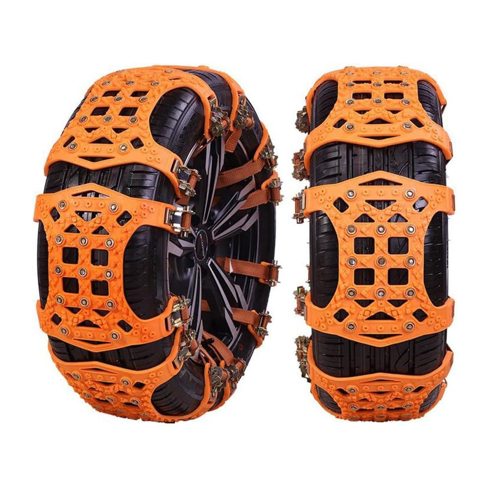 Oshotto Snow Chain Set for Tyre Anti Skid durable in Rough Terran/Mountain All Cars Tires (Orange, 6 Pcs set)