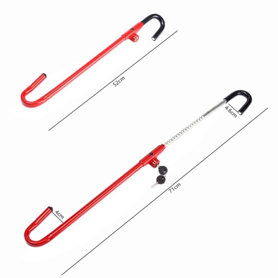 Oshotto Anti-Theft Car Steering Lock Brake Pedal/Steering Adjustable Steel Locking Bar for All Cars (Red)