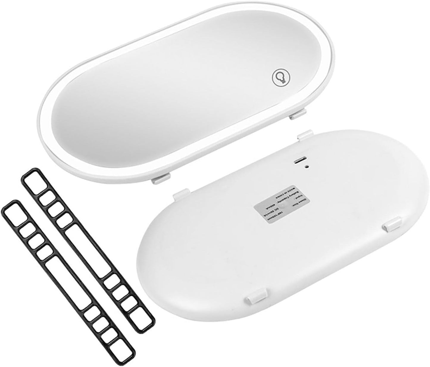 Oshotto Car Visor Vanity Mirror With Dimmable LED Lights Car Cosmetic Mirror With Built-in Battery Rechargeable Battery For All Cars (White)