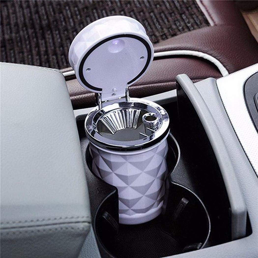 Oshotto Fire Proof Car Portable Diamond Design Ashtray for Cars|Office|Home (White)