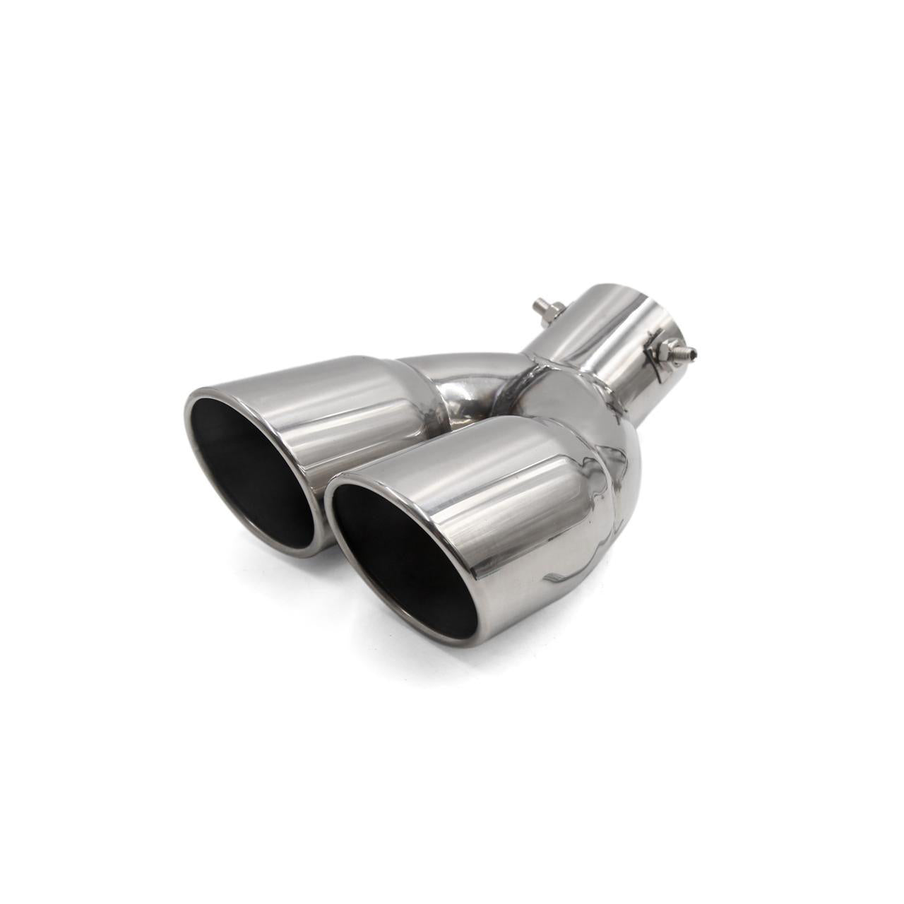 Oshotto Stainless Steel Dual Pipe SS-011 Car Exhaust Muffler Silencer Cover Universal for All Cars (Chrome)
