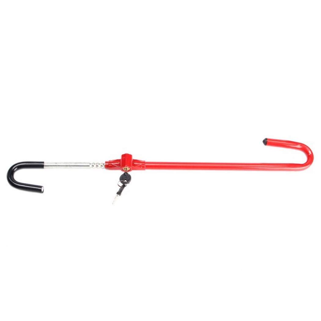 Oshotto Anti-Theft Car Steering Lock Brake Pedal/Steering Adjustable Steel Locking Bar for All Cars (Red)