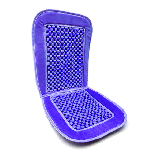 Oshotto Car Wooden Bead Seat Cushion with Velvet Border for All Cars - (Blue) - 1 Piece