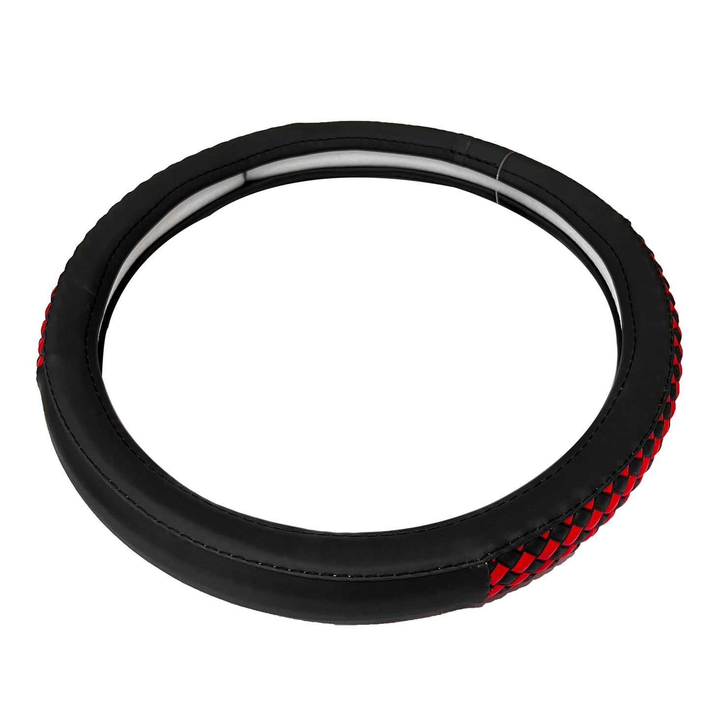 Oshotto SC-16 Fiber Leather Car Steering Cover For All Cars (Black, Red)