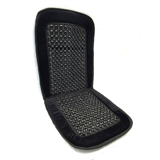 Oshotto Car Wooden Bead Seat Cushion with Velvet Border for All Cars - (Black) - 1 Piece