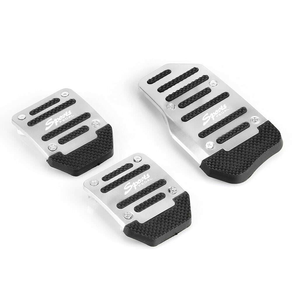 Oshotto 3 Pcs Non-Slip Manual CS-373 Car Pedals Kit Sports Pad Covers Set for All Cars (Silver)
