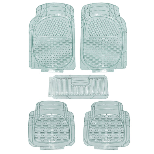 Oshotto PVC (6155) Car Foot Mat For All Cars (Set of 5, Transparent, White)