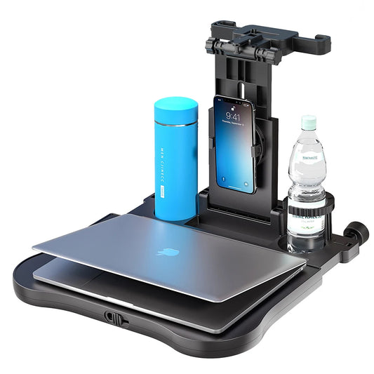 Oshotto (FT-01) Car Back Seat Food Dining & Laptop Tray with Portable Organizer & 360 Degree Rotating Phone/Tablet Holder For All Cars