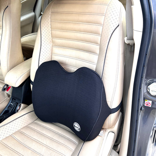 Oshotto Air Fabric Lumbar Support Memory Foam Orthopedic Cushion for All Cars (Black)