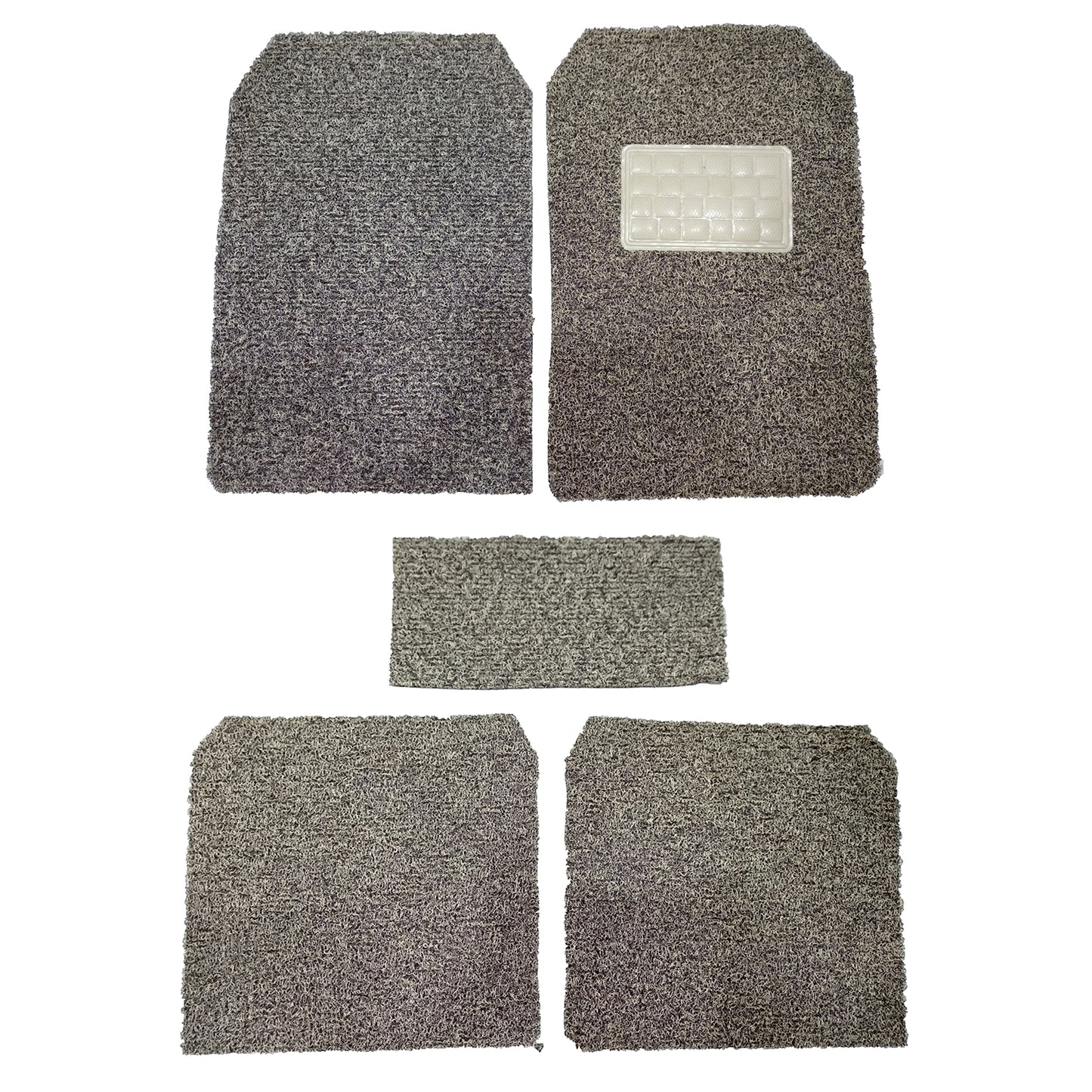 Oshotto Anti Skid Curly Noodle Grass 12mm Car Foot/Floor Mats for All Cars (Set of 5, Beige)