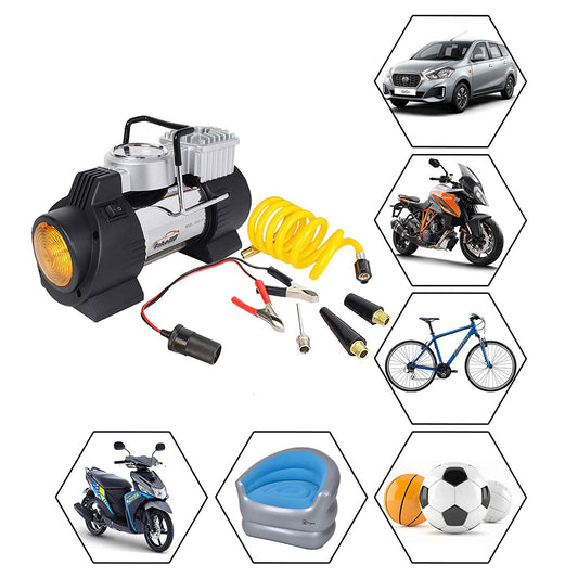 Oshotto 12V Heavy Duty with 100W Copper Motor Double Cylinder Air Compressor/Tyre Inflator-Steel Body