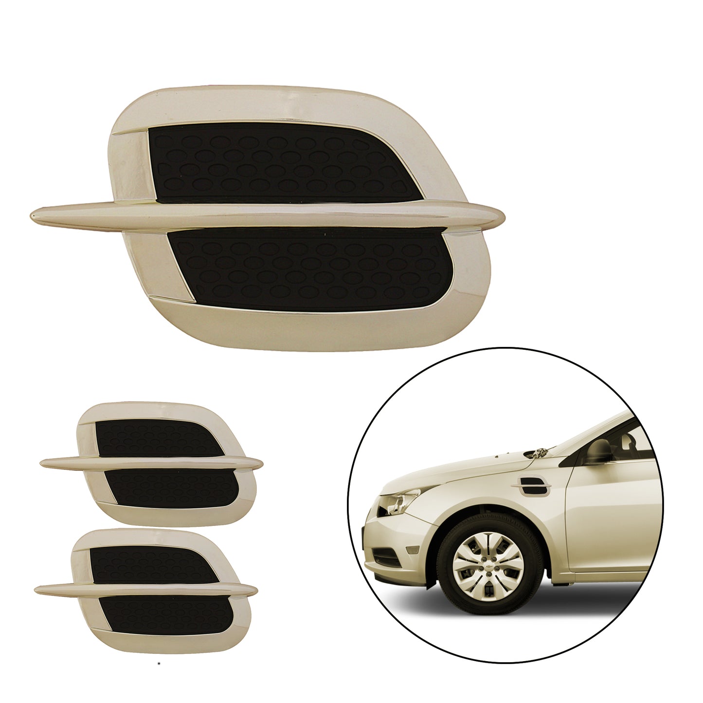 Oshotto 2Pcs Car Decorative OB-521 Electroplate Air Flow Intake Scoop Turbo Bonnet Vent Hood for All Cars (Chrome)