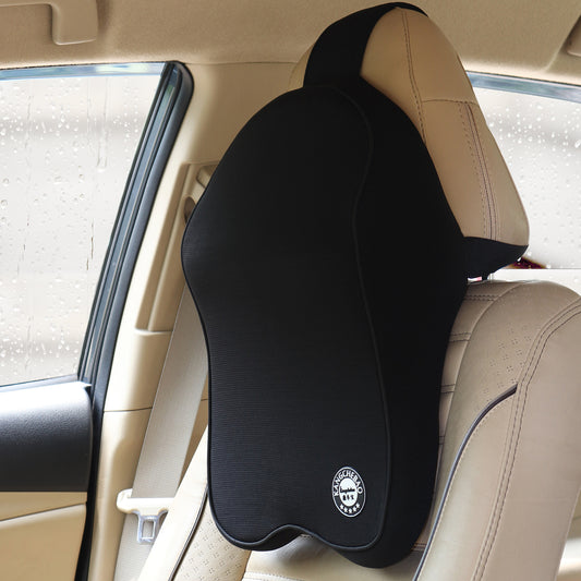 Oshotto Memory Foam, Air Fabric and Ergonomic Design Car Seat Neck Rest Cushion, Head Rest Pillow to Protect Neck & Vertebra for All Vehicles (Black)