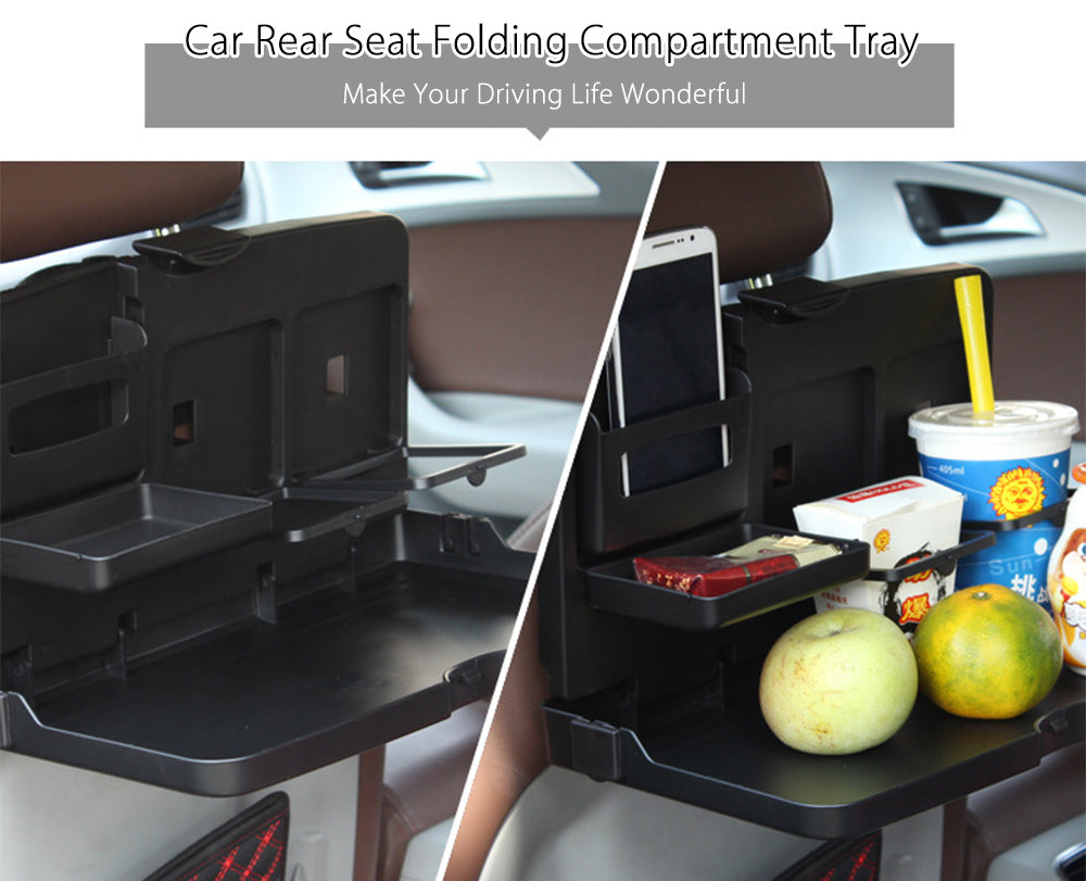 Oshotto (FT-02) Car Backseat Food Travel Dining Meal & Snack Tray & Cup Holder for All Cars (Black) - 1 Piece