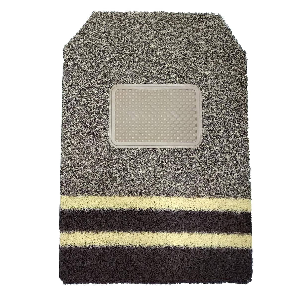 Oshotto Anti Skid Curly Noodle Grass 18mm Car Foot/Floor Mats for All Cars (Set of 5, Beige,Brown)