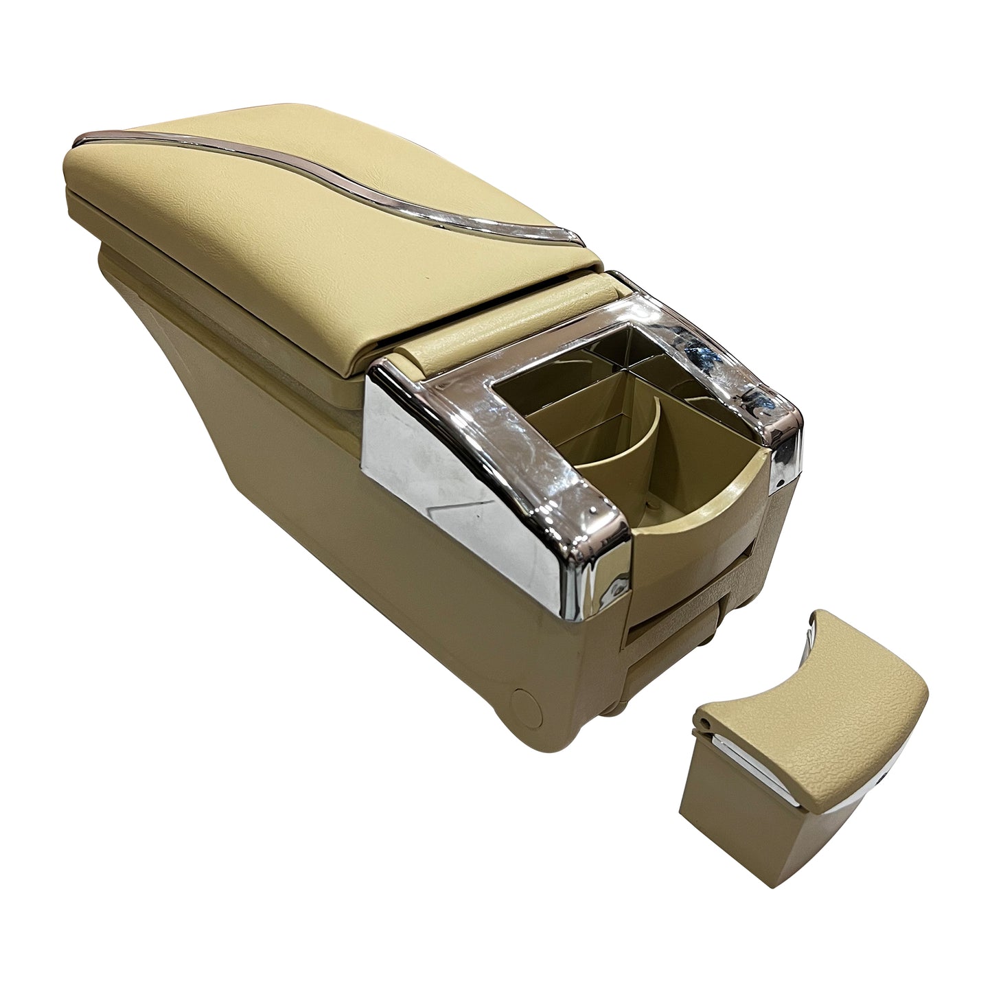 Oshotto PU Leather AR-02 Car Armrest Console Box for All Cars (Beige)