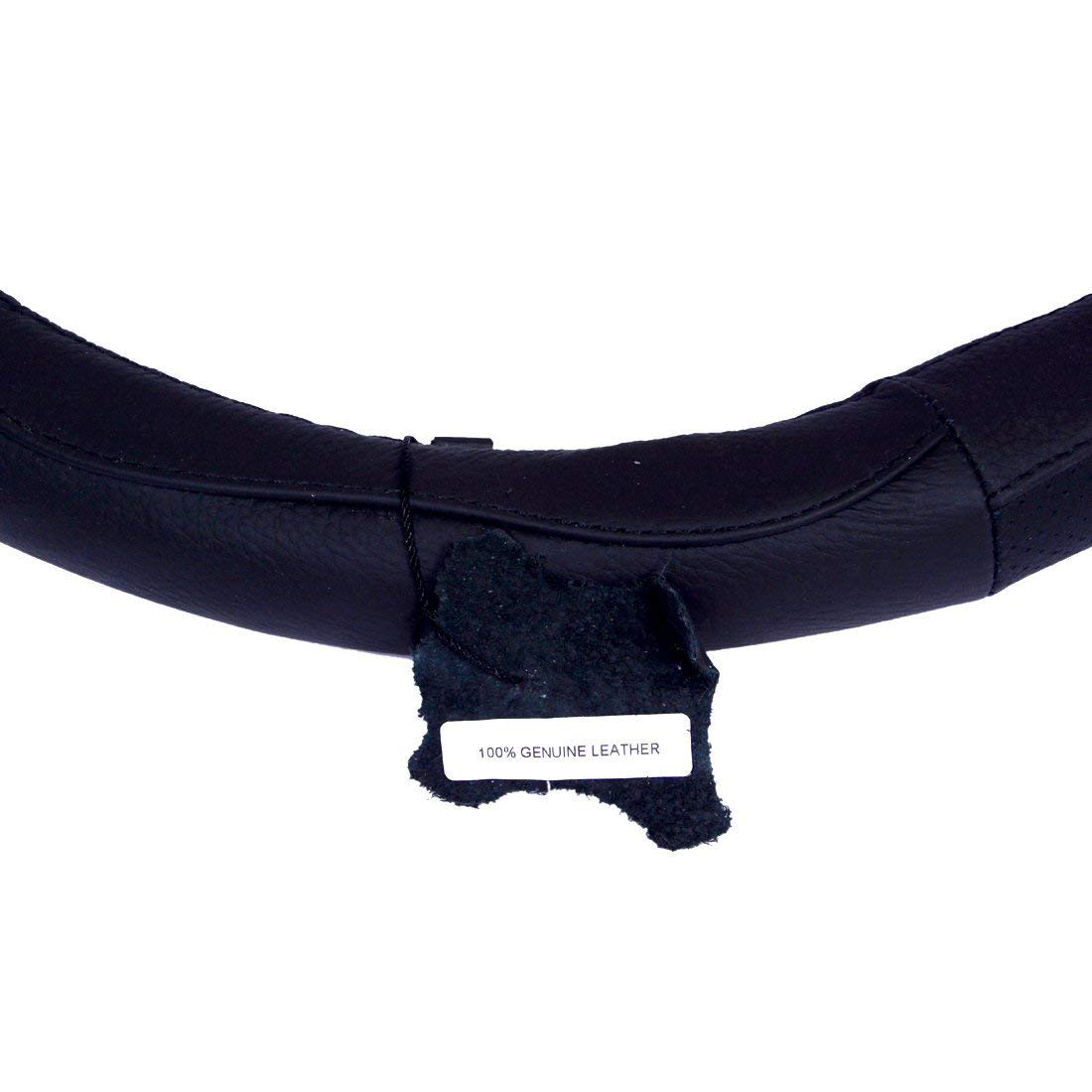 Oshotto SC-005 Leather Car Steering Cover (Black,Medium)