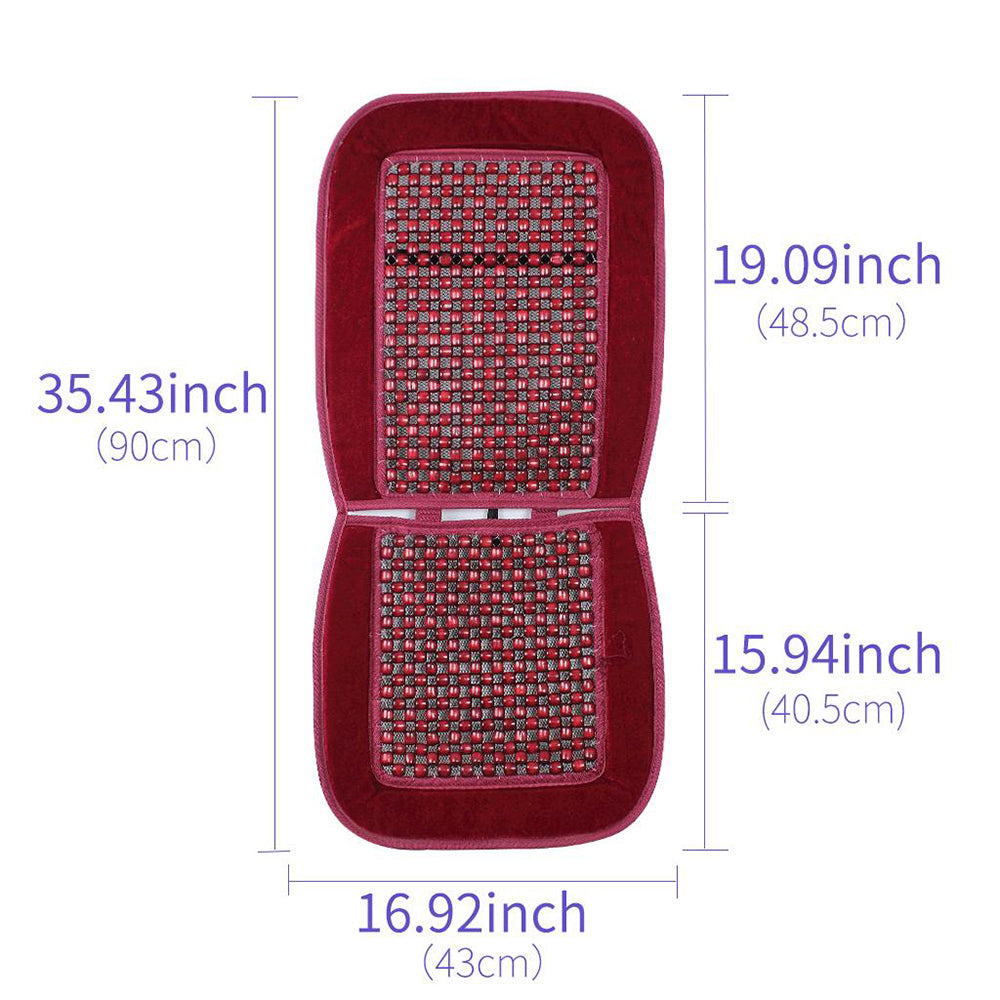 Oshotto Car Wooden Bead Seat Cushion with Velvet Border for All Cars - (Red) - 1 Piece