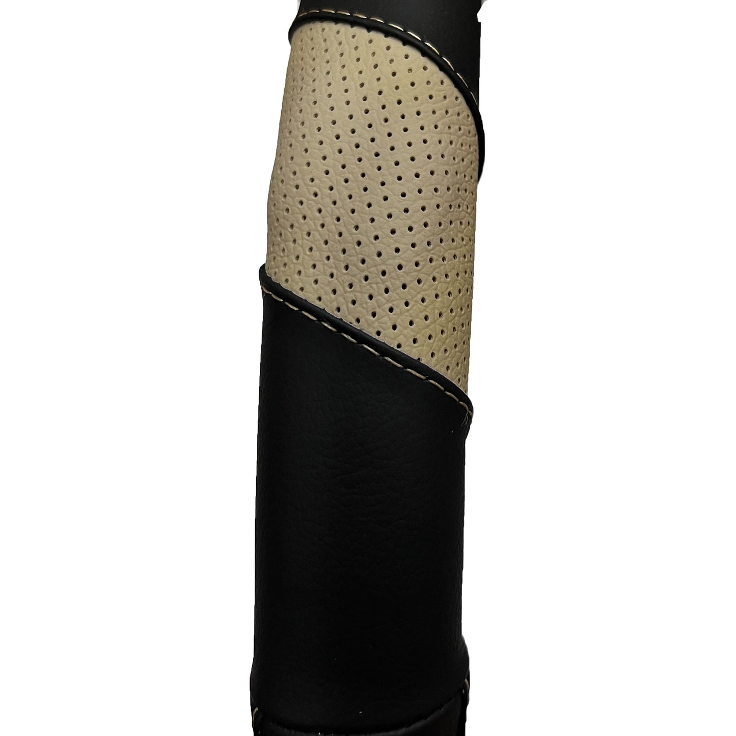 Oshotto SC-011-A Leather Car Steering Cover (Black, Beige,Medium)