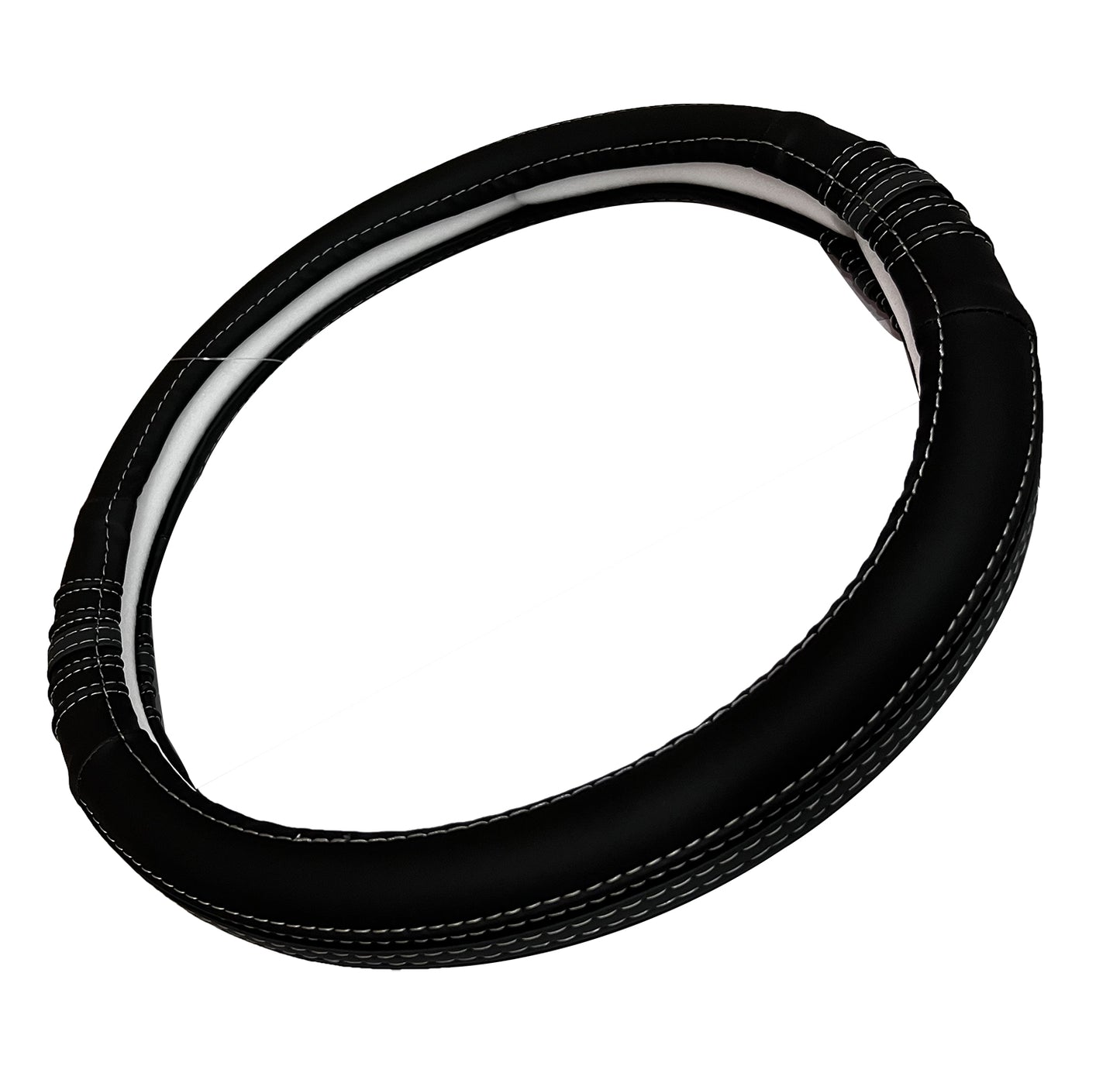 Oshotto SC-18 Fiber Leather Car Steering Cover For All Cars (Black, Grey)
