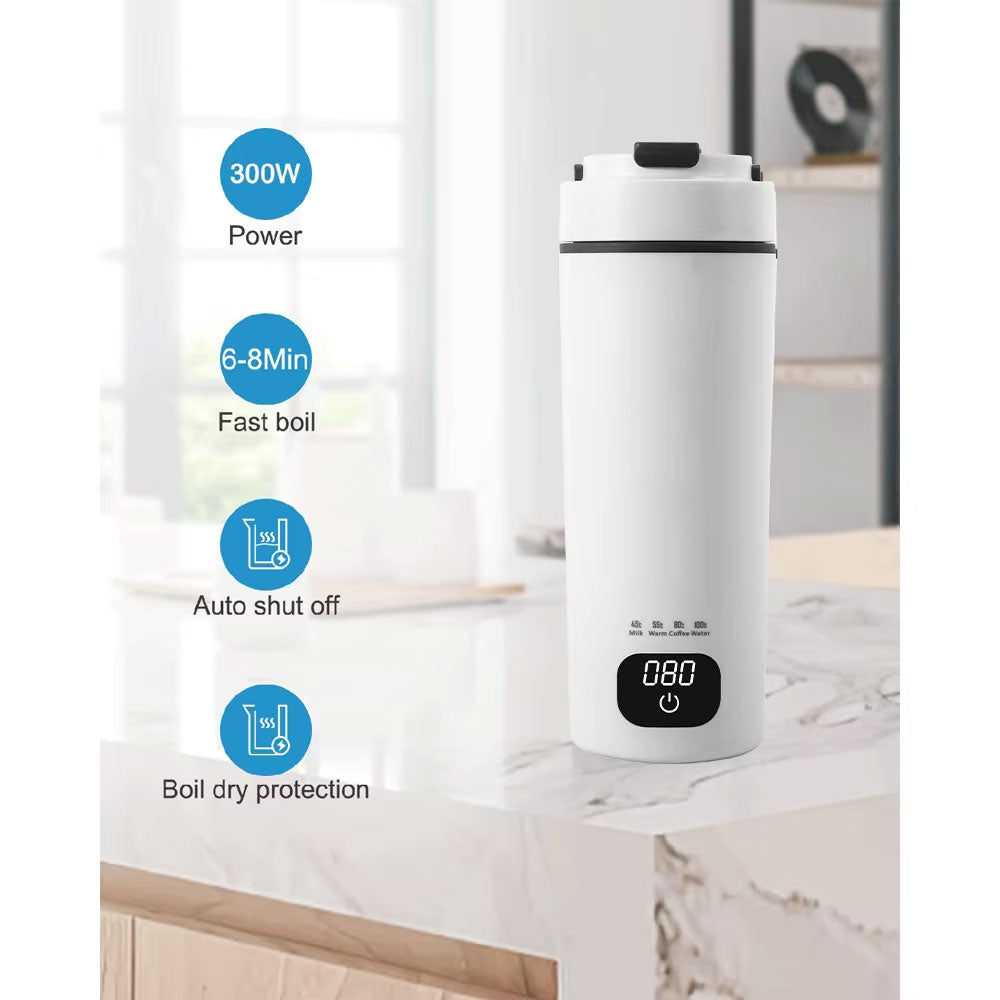Oshotto 120-240V (CK05) Electric Water Kettle with LCD Digital 4 Variable Presets Auto Shut-off 304 Stainless Steel Liner Leak-Proof For Home, Travel, Camping, Road Trip (450ml)