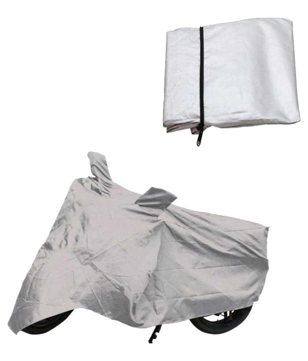 Oshotto Dust Proof Water Resistant Double Mirror Pocket Silvertech Universal Bike Body Cover (Silver)