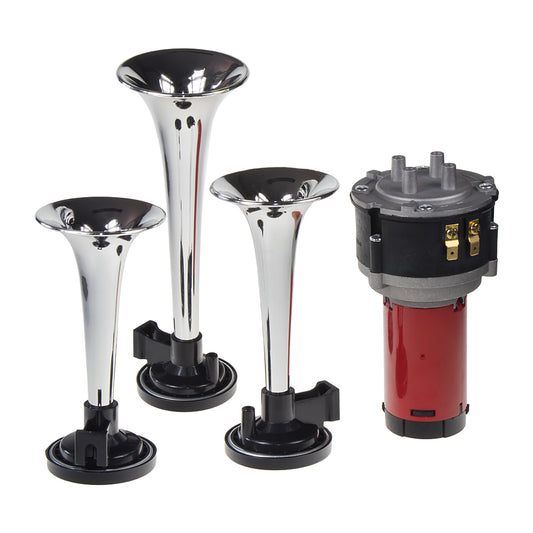 Oshotto 3 Pipe Air Pressure Horn for Cars, Trucks, Boats, ATVS & Heavy Vehicles (Silver)