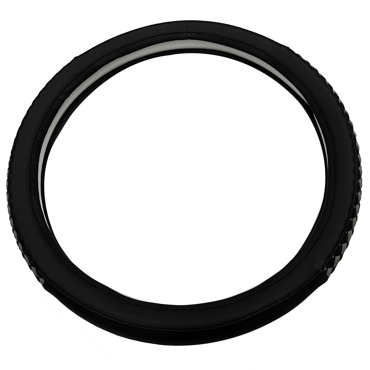 Oshotto SC-17 Fiber Leather Car Steering Cover For All Cars (Black, Grey)