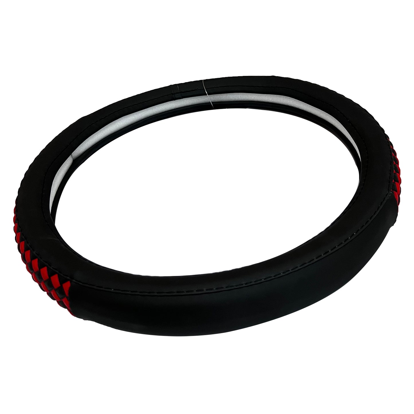 Oshotto SC-16 Fiber Leather Car Steering Cover For All Cars (Black, Red)