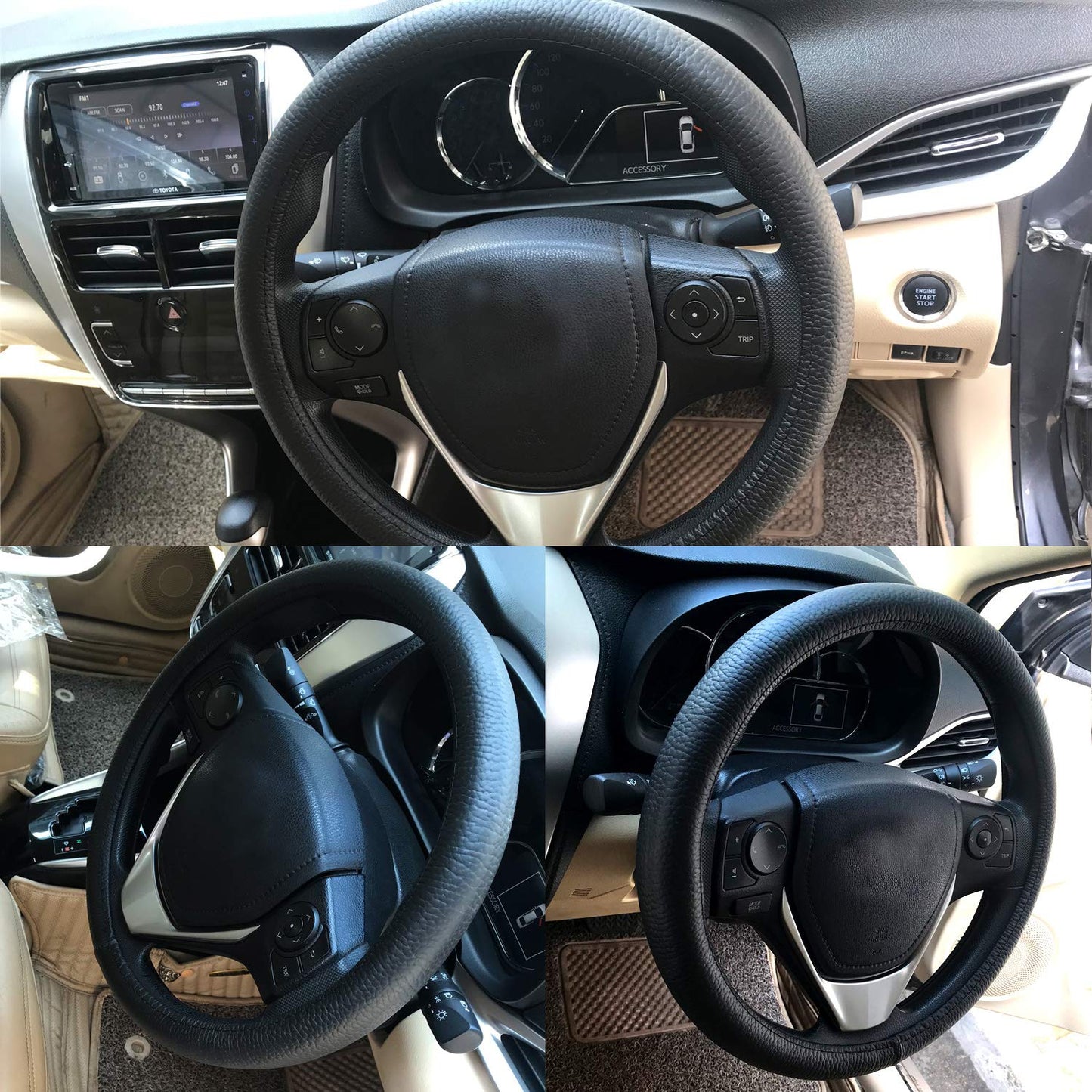 Oshotto Artificial Leather SC-14 Car Steering Cover for All Cars (Black)
