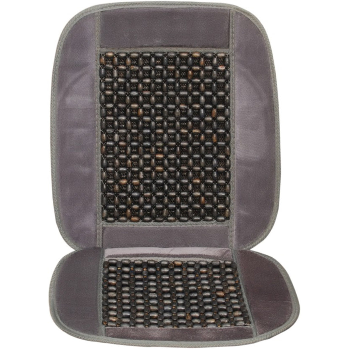 Oshotto Car Wooden Bead Seat Cushion with Velvet Border for All Cars - (Grey) - 1 Piece