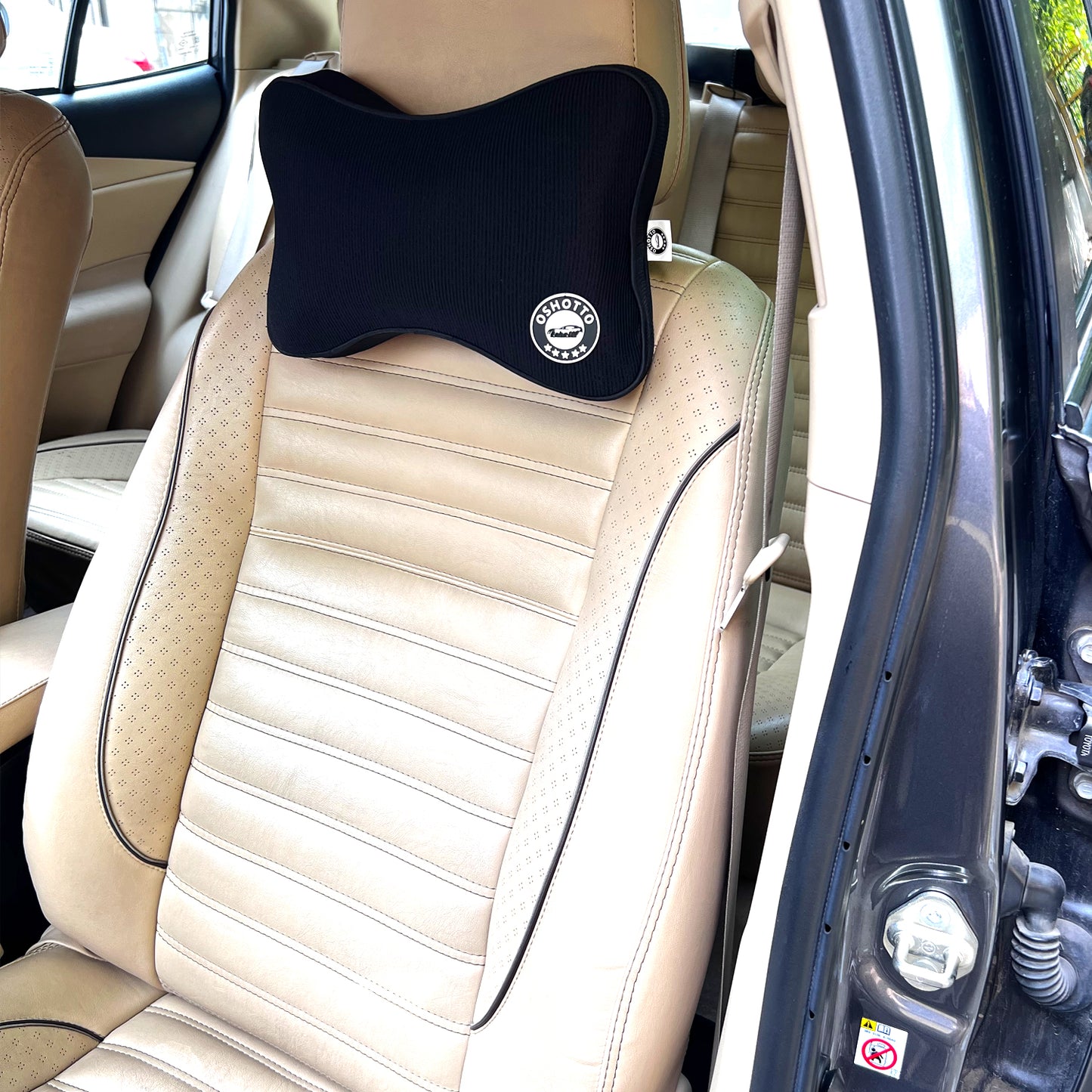 Oshotto Air Fabric Memory Foam (NR-09) Orthopedic Neckrest for All Cars (Black)