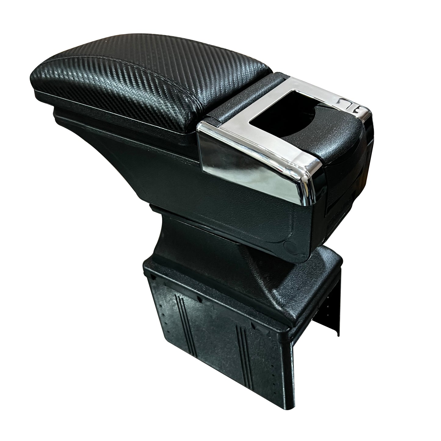 Oshotto PU Leather AR-03 Carbon Fiber Finish Car Armrest Console Box for All Cars (Black)