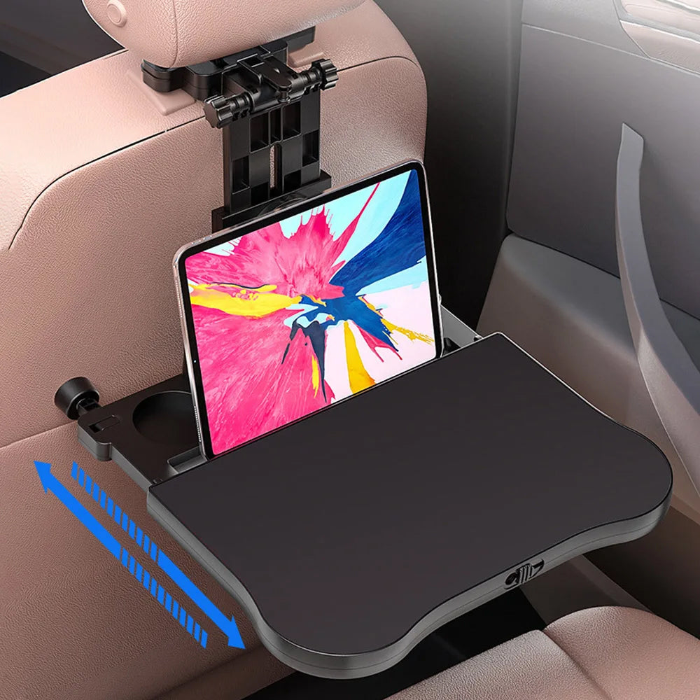 Oshotto (FT-01) Car Back Seat Food Dining & Laptop Tray with Portable Organizer & 360 Degree Rotating Phone/Tablet Holder For All Cars