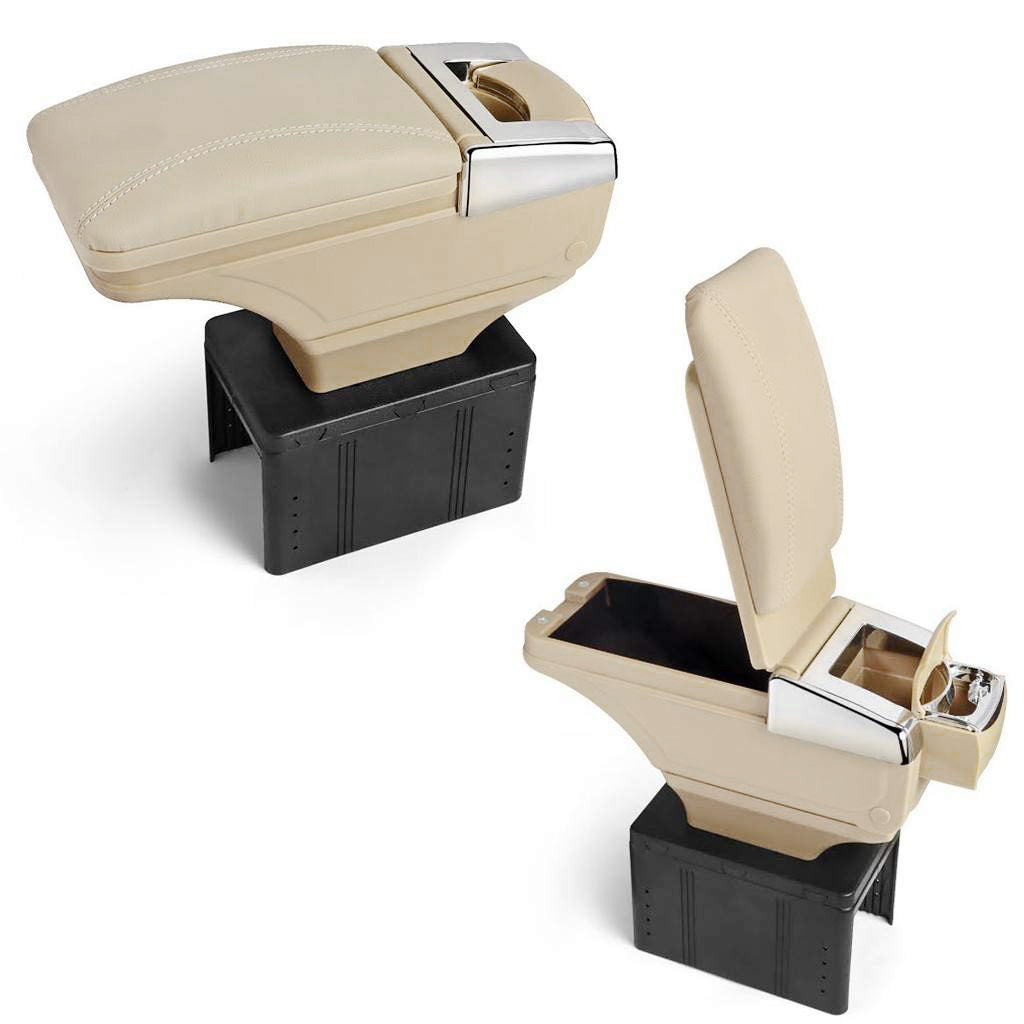 Oshotto PU Leather AR-01 Car Armrest Console Box For All Cars - Beige