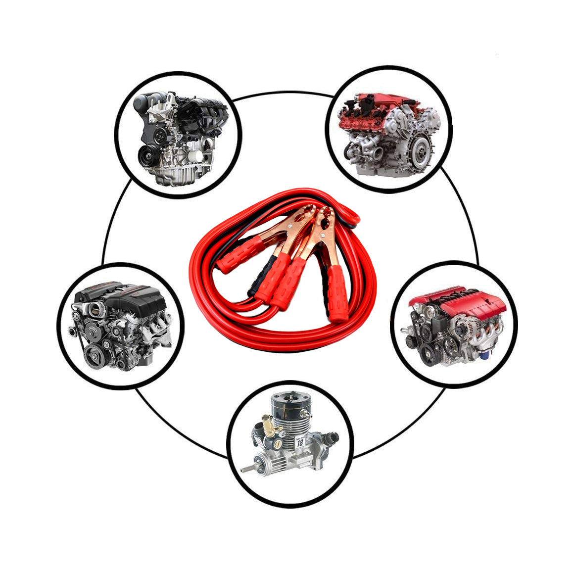 Oshotto 500 AMP Tangle Free Jumper Cable with Copper Aligator Clamps (2 Meter / 6 Feet)