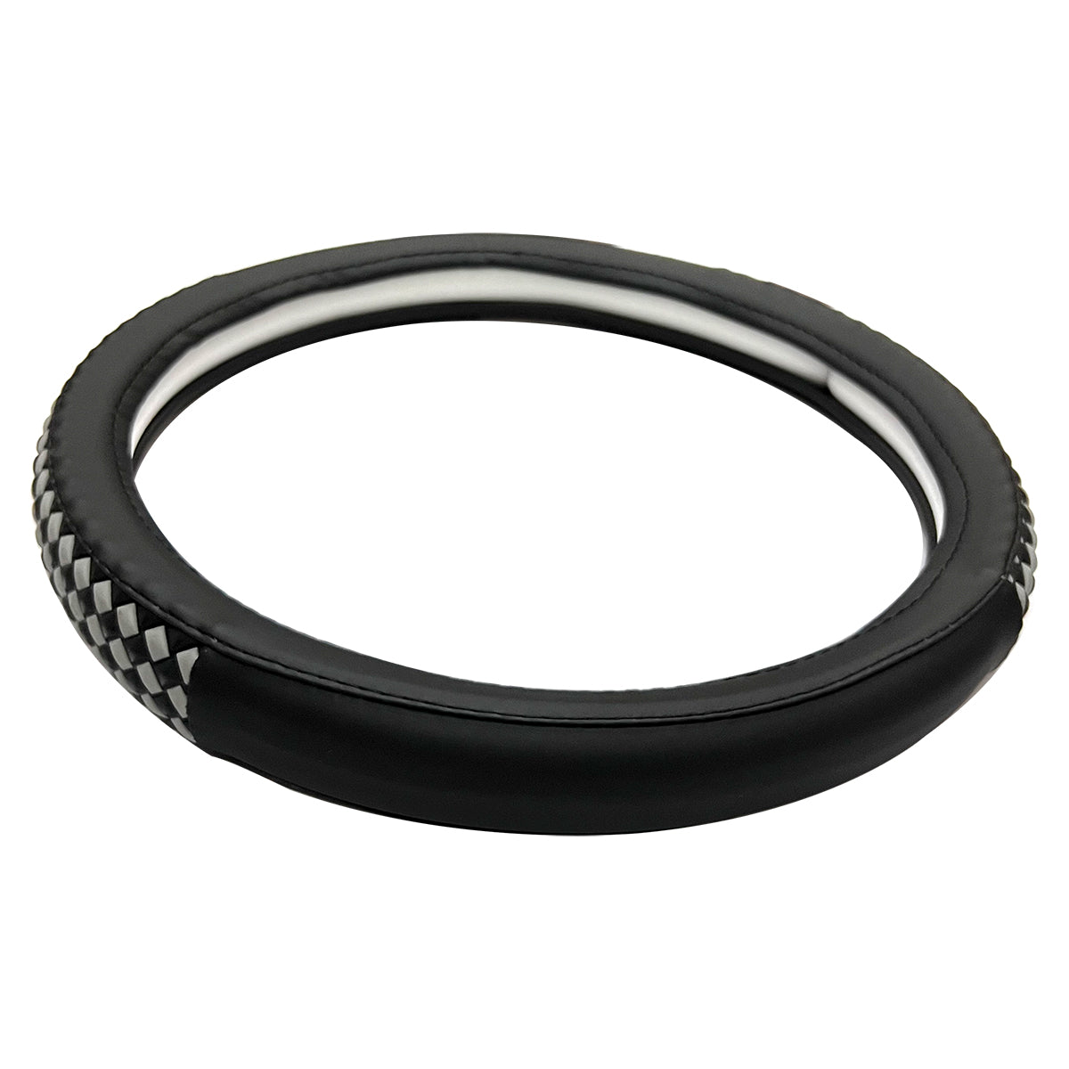 Oshotto SC-17 Fiber Leather Car Steering Cover For All Cars (Black, Grey)