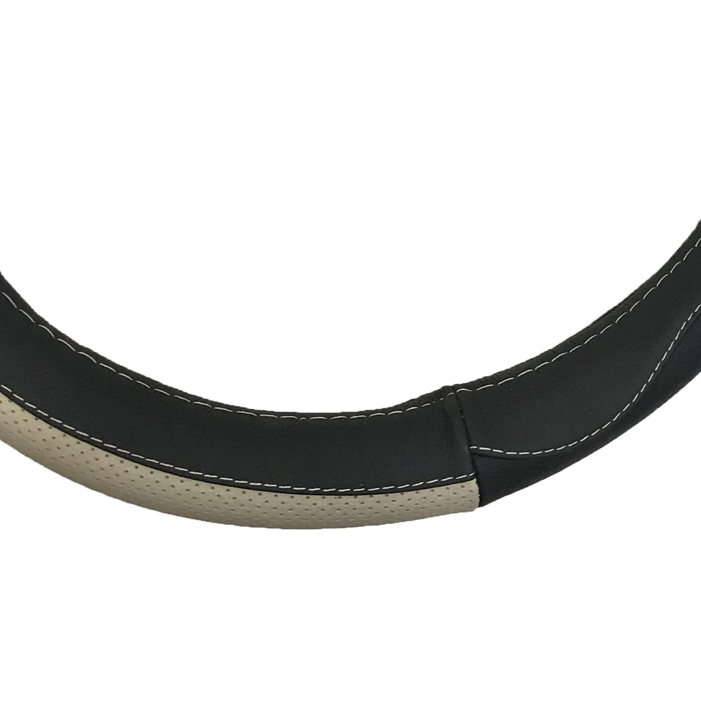 Oshotto SC-009-A Fiber Leather Universal Car Steering Cover -Medium (Black Tan)
