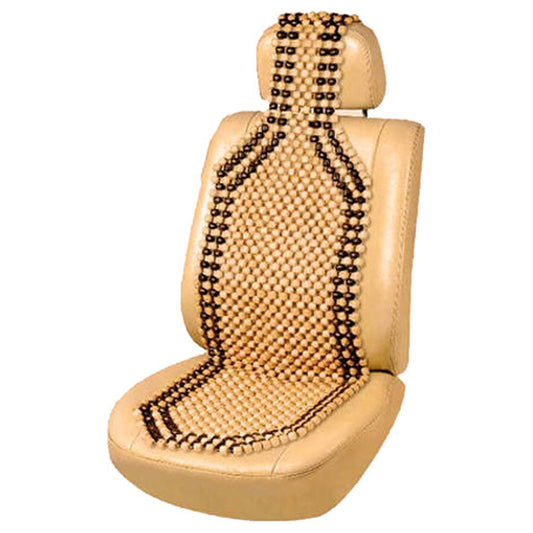 Oshotto Wooden Car Beads Car Wooden Acupressure Bead Seat Cover For All Cars - (Natural Beige) - 1 Piece