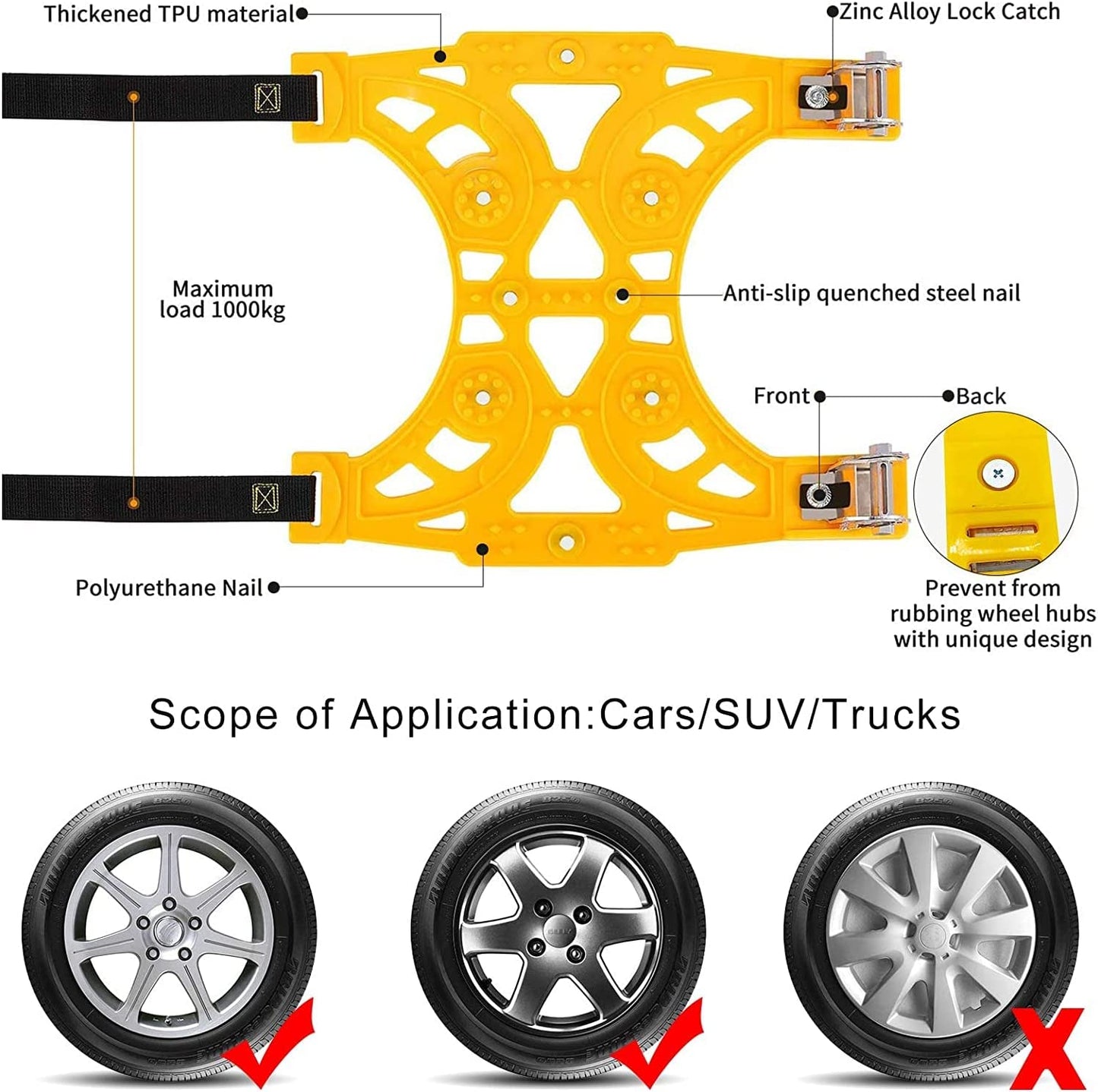 Oshotto Present Car 6 Pcs Tire Snow Chains with Heavy Quality, Suitable For General Anti-Skid Chains For All Cars